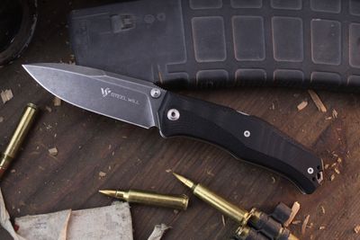 Steel Will Gekko Mini 3.5&quot; Lockback Folder / Black G-10 / Blackwashed M390 ( Pre Owned )