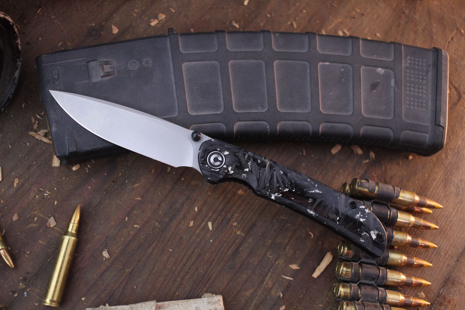 CIVIVI Imperium 3.5&quot; Linerlock Folder / Shredded Carbon Fiber / Stonewashed Nitro-V ( Pre Owned )