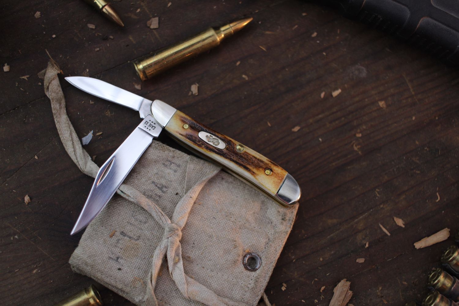 Case Peanut 2.88&quot; Closed Slipjoint Folder / Genuine Stag / Polished Tru-Sharp ( Pre Owned )