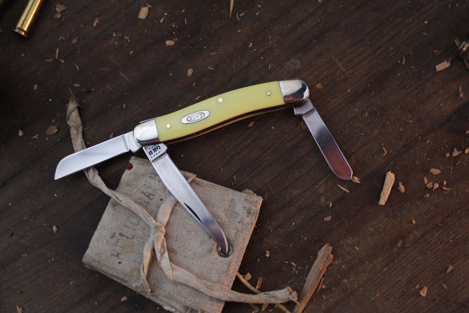 Case Medium Stockman 3.5&quot; Closed Slipjoint Folder / Yellow Delrin / Polished Tru-Sharp ( Pre Owned )