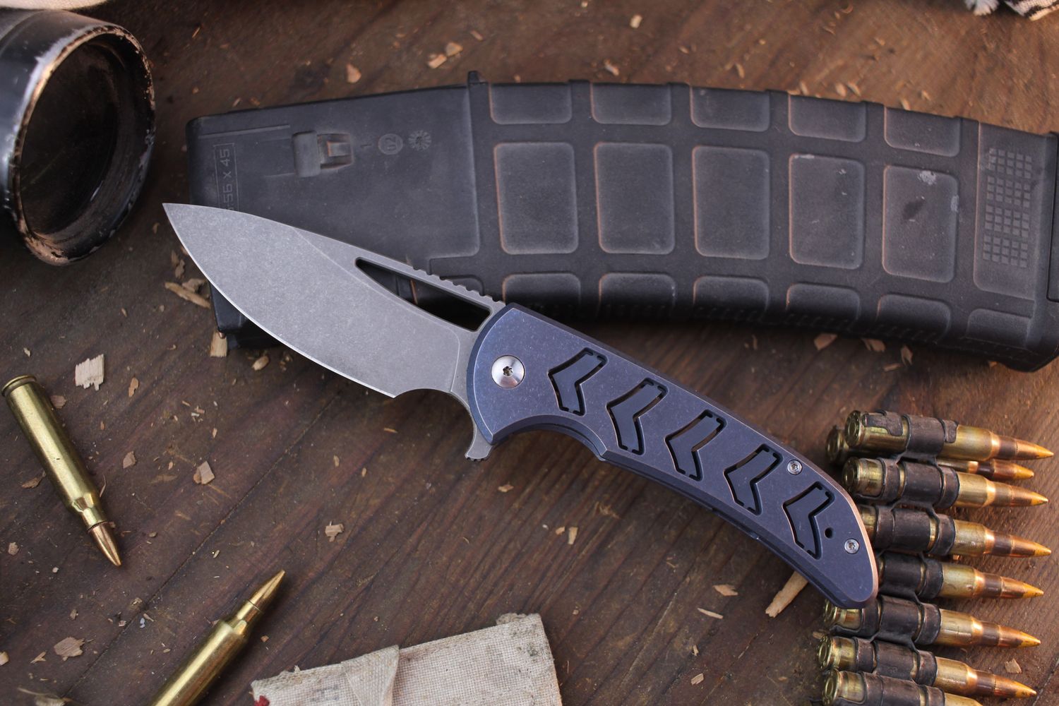 Ferrum Forge Pro Series Archbishop 2.0 3.45&quot; Framelock Flipper / 3D Machined Titanium / Beadblasted M390 ( Pre Owned )