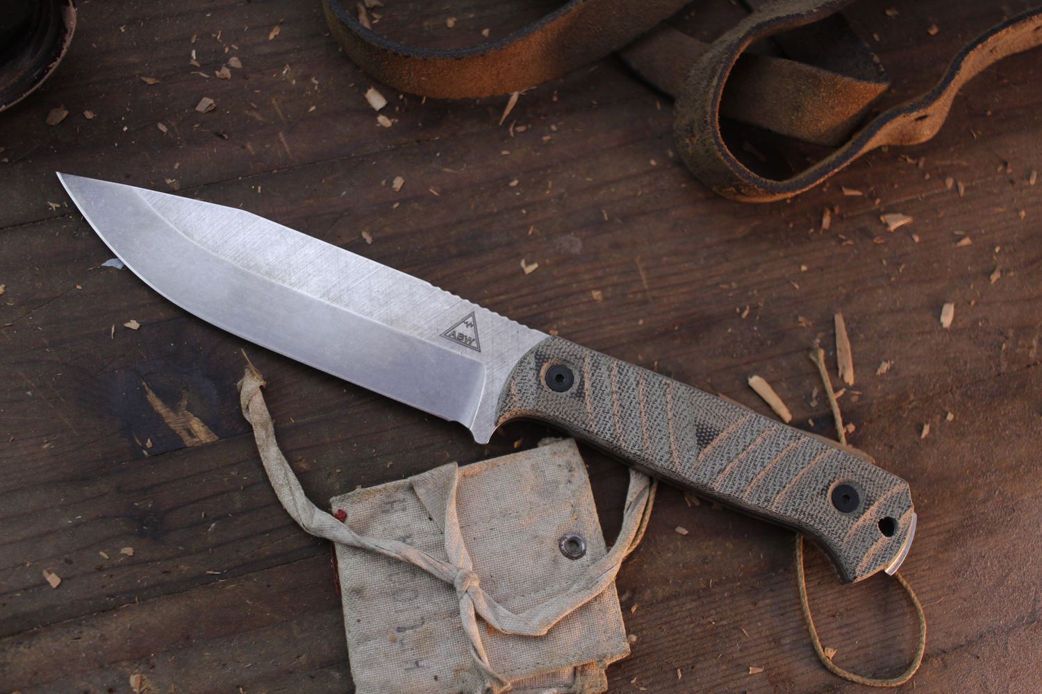 Alaska Blade Works Brooks Range 5.5” Fixed Blade / OD Green Canvas Micarta / Stonewashed S45VN