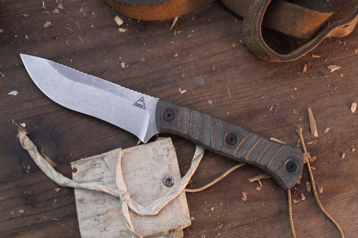 Alaska Blade Works Kodiak Skinner 5.5” Fixed Blade / OD Green Canvas Micarta / Stonewashed S45VN