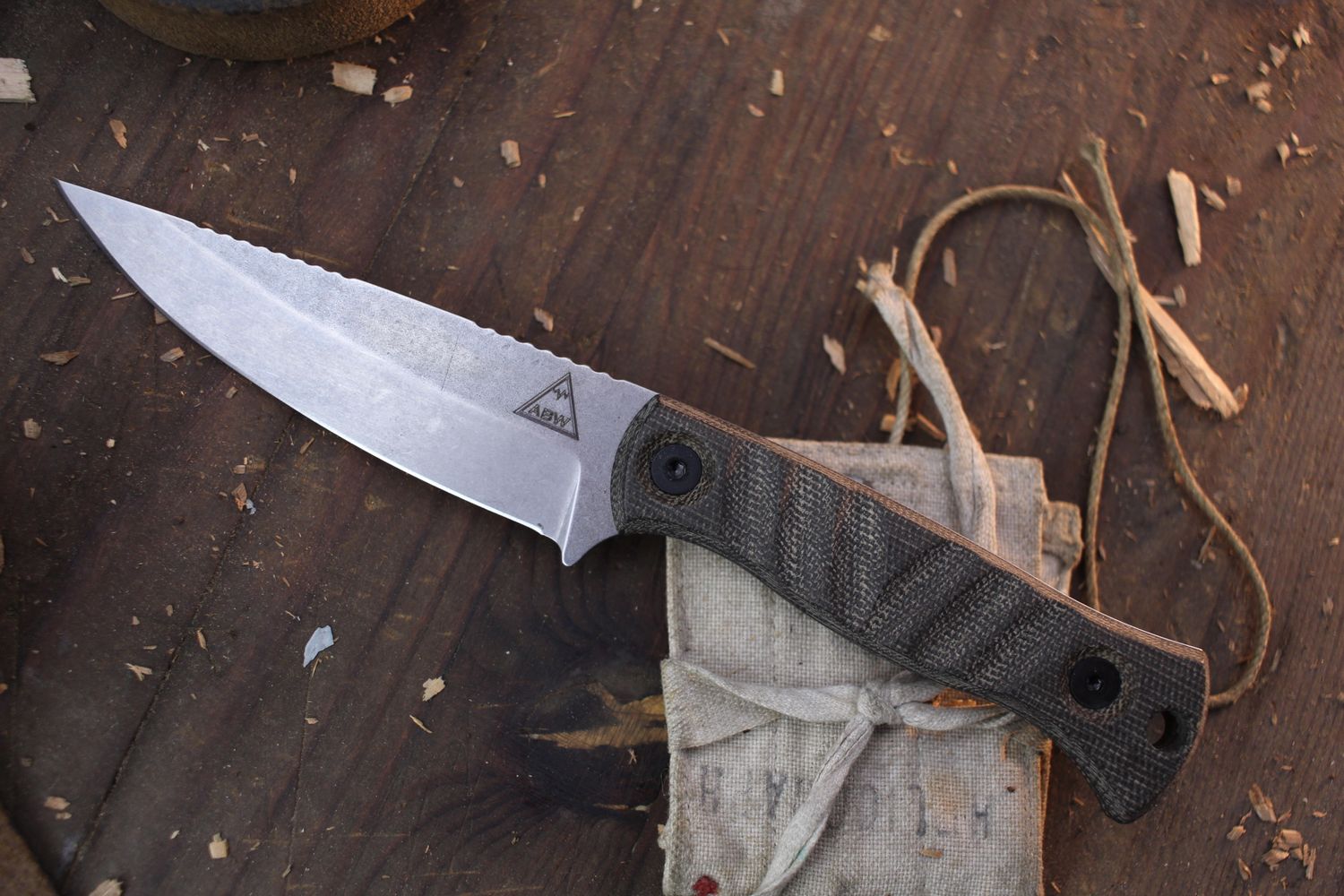 Alaska Blade Works Wrangell Ultralight 3.7” Fixed Blade / OD Green Canvas Micarta / Stonewashed S45VN