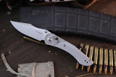 Kizer Paul Munko Mini Mystic 3.2” Crossbar Lock Folder / Machined Aluminum &amp; Acrylic / Stonewashed Nitro-V