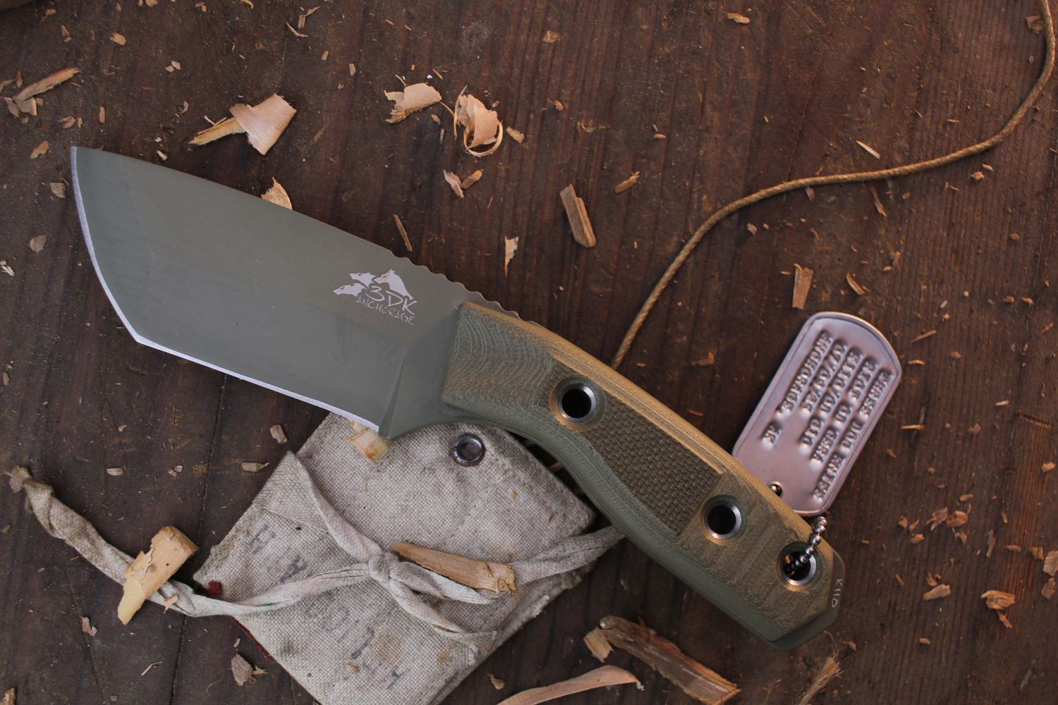 3DK Riot 3.7&quot; Fixed Tanto Point, OD Green Cerakote K110 Blade / OD Green G10 handle
