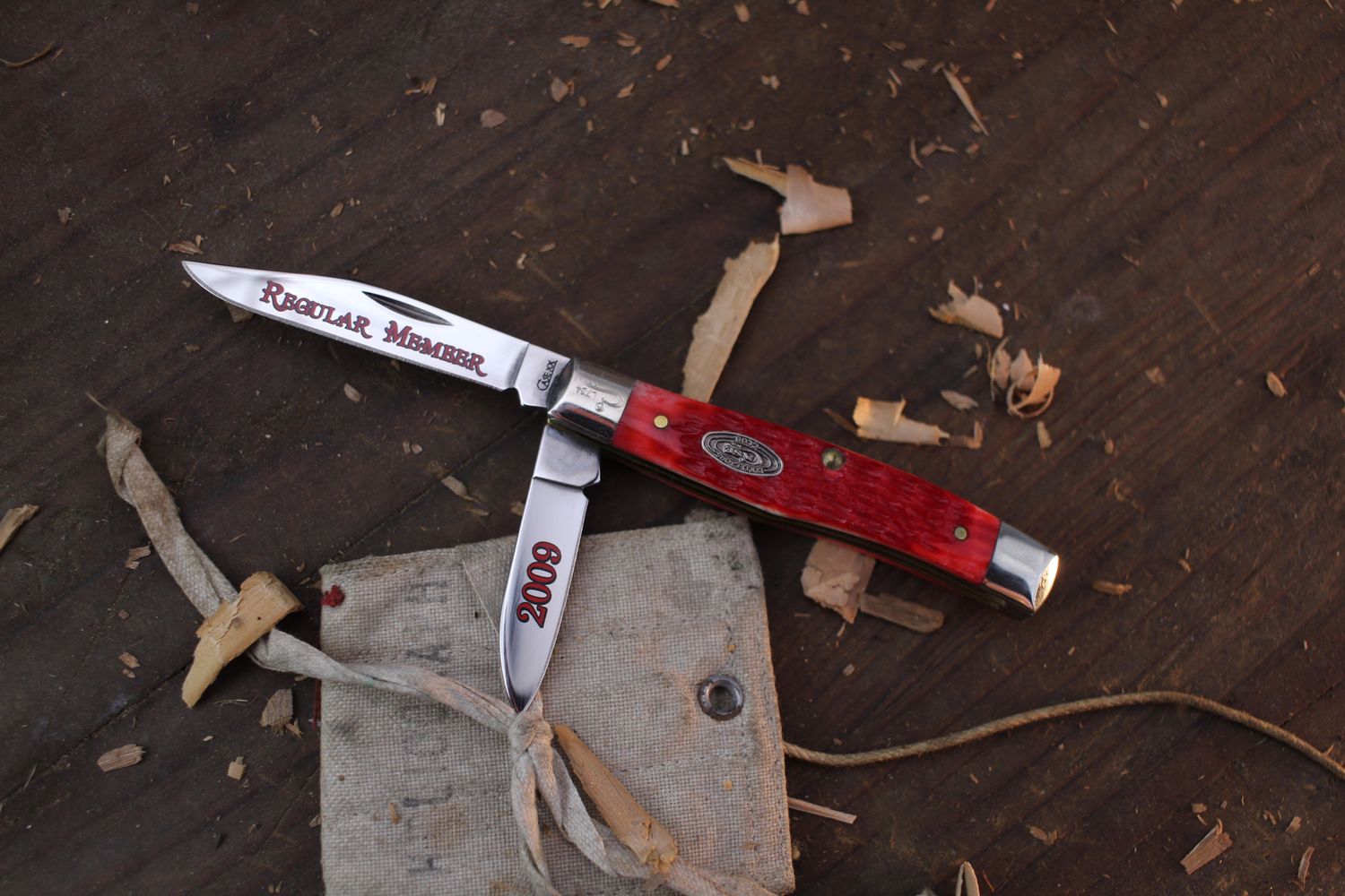 Case Collectors Club Medium Texas Jack 3.37&quot; Closed Slipjoint Folder / Red Jigged Bone / Polished Tru-Sharp ( Pre Owned )