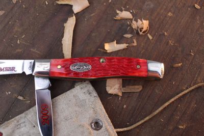 Case Collectors Club Medium Texas Jack 3.37" Closed Slipjoint Folder / Red Jigged Bone / Polished Tru-Sharp ( Pre Owned )
