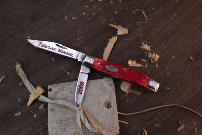 Case Collectors Club Medium Texas Jack 3.37&quot; Closed Slipjoint Folder / Red Jigged Bone / Polished Tru-Sharp ( Pre Owned )