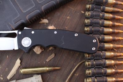 Demko Shark Cub Drop Point 2.75" Shark Lock Folder / Black Aluminum / Stonewashed 20CV ( Pre Owned )