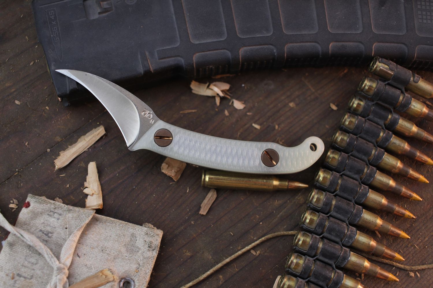 Turner CNC Ed&#39;s Manifesto Elvia C 2.2&quot; Revers Grind Fixed Blade / Jade G-10 / Heat Treat Oxide MagnaCut ( Pre Owned )