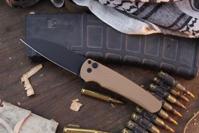Pro-Tech Malibu 3.3&quot; Wharncliffe Plunge Lock Flipper / Brown Cerakote Aluminum / Black Cerakote CPM-MagnaCut ( Pre Owned )