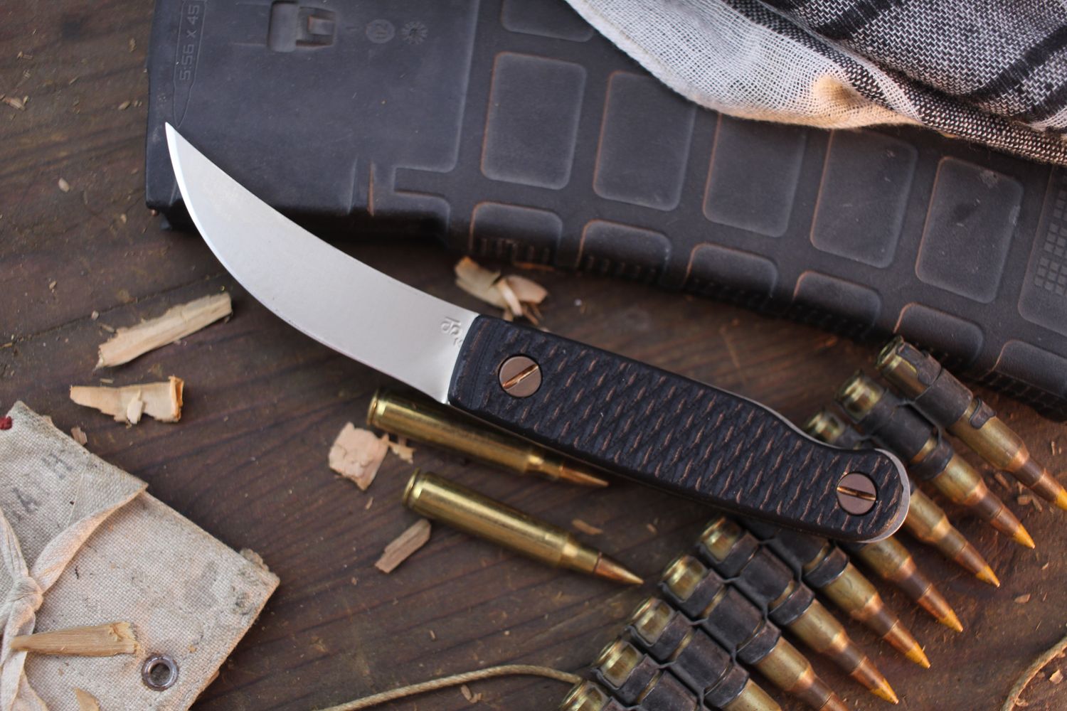 Turner CNC Ed&#39;s Manifesto La Bruja 2.8&quot; Reverse Grind Fixed Blade / 3D Printed Black Polymer / Black DLC MagnaCut ( Pre Owned )