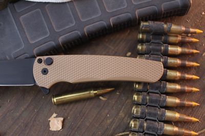 Pro-Tech Malibu 3.3" Wharncliffe Plunge Lock Flipper / Brown Cerakote Aluminum / Black Cerakote CPM-MagnaCut ( Pre Owned )