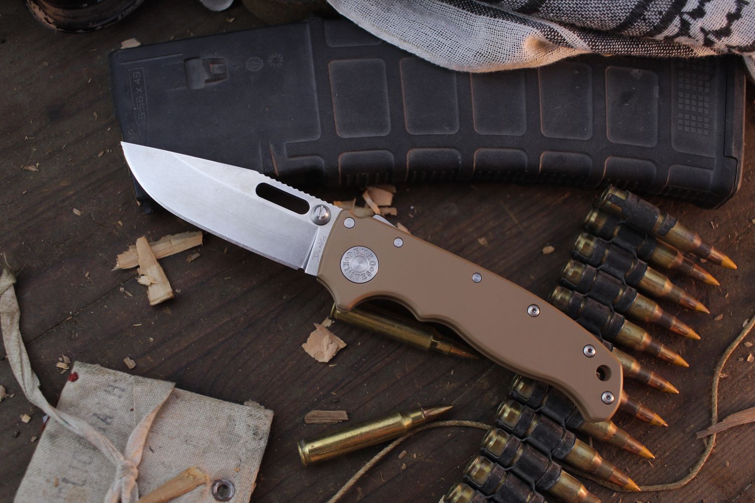 Demko AD20.5 Drop Point 3.2&quot; Shark Lock Folder / Brown Cerakote Titanium / Stonewashed 20CV