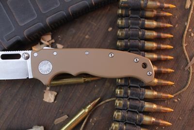 Demko AD20.5 Drop Point 3.2" Shark Lock Folder / Brown Cerakote Titanium / Stonewashed 20CV