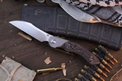 Kansept Cosmos 3.58&quot; Framelock Flipper / Copper Carbon Fiber / Stonewash3ed 20CV