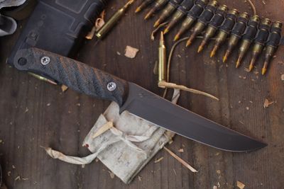 Half Face Blade Crow Breakdown 5.2" Fixed Blade / Black Micarta / Acid Washed S45VN