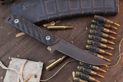 Half Face Blade Kwaiken FC 4.25" Fixed Blade / Black Canvas Micarta  / Acid Washed S45VN