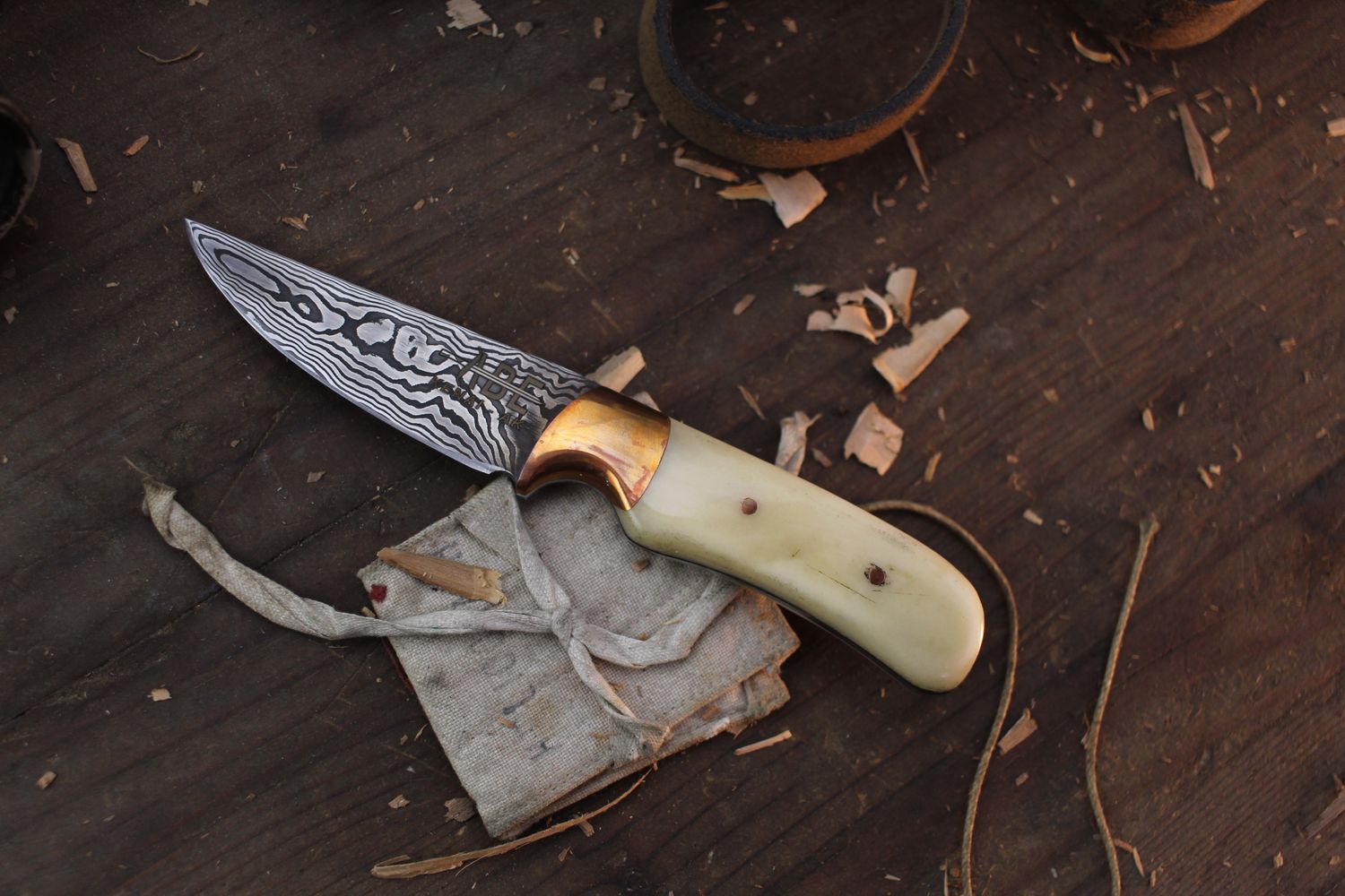 Abe Knives 3.25” Drop Point Hunter / Moose Bone / Alaskan Forged 48 Layer Damascus