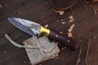 Abe Knives 3” Bush Knife / Purple Heartwood / Alaskan Forged San Mai