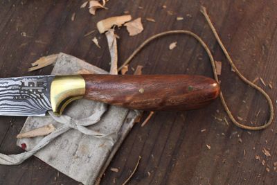 Abe Knives 4” Drop Point Hunter / Stabilized Hard Wood / Alaskan Forged 28 Layer Damascus