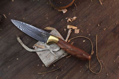 Abe Knives 4” Drop Point Hunter / Stabilized Hard Wood / Alaskan Forged 28 Layer Damascus
