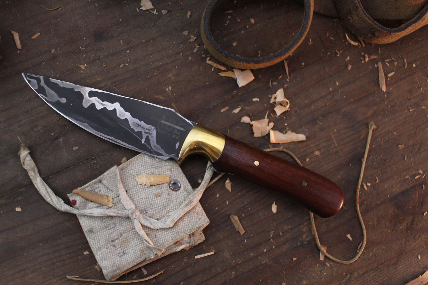 Abe Knives 4.5” Drop Point Hunter / Brazilian Cherry / Alaskan Forged 12 Layer Damascus