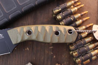 3DK Riot 3.7" Fixed Tanto Point, Black Cerakote K110 Blade / OD Green G10 handle