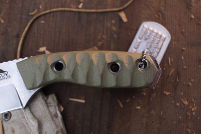 3DK Riot 3.7" Fixed Tanto Point, K110 Blade / OD Green Chugach Mountain G10 handle