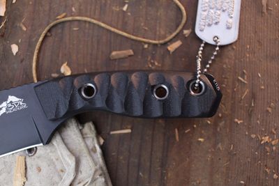 3DK Riot 3.7" Fixed Tanto Point, Black Cerakote K110 Blade / Black G10 handle