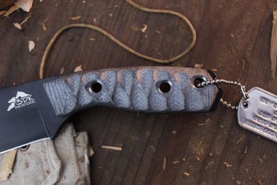 3DK Riot 3.7" Fixed Tanto Point, Black Cerakote K110 Blade / Black Micarta handle