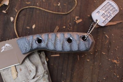 3DK Riot 3.7" Fixed Tanto Point, Desert Tan Cerakote K110 Blade / Black Micarta handle