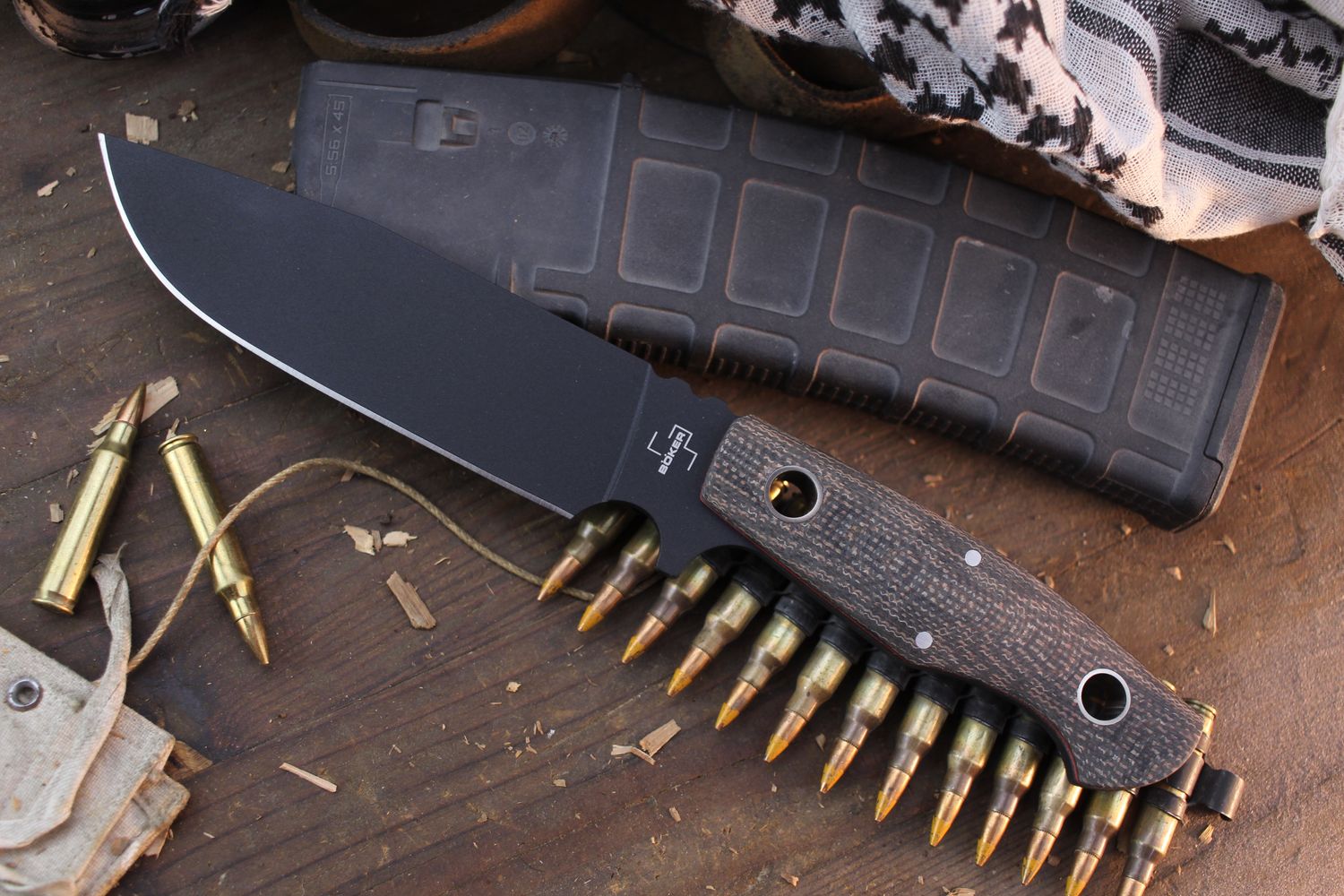 Boker Plus Rold SK5 6.1&quot; Fixed Blade / Natural Micarta / Black SK-5