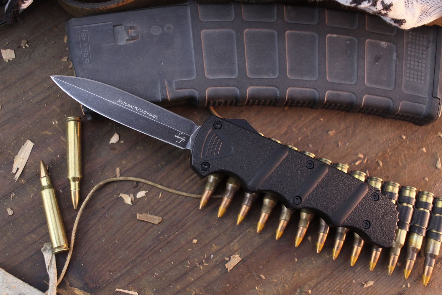Boker Plus Kalashnikov 3.5&quot; OTF AUTO / Black Aluminum / Blackwashed D2