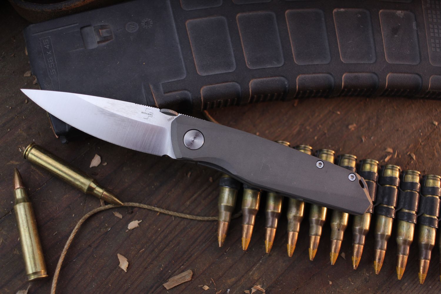 Boker Plus Connector 2.9&quot; Linerlock Folder / Bead Blasted Titanium / Satin S35VN