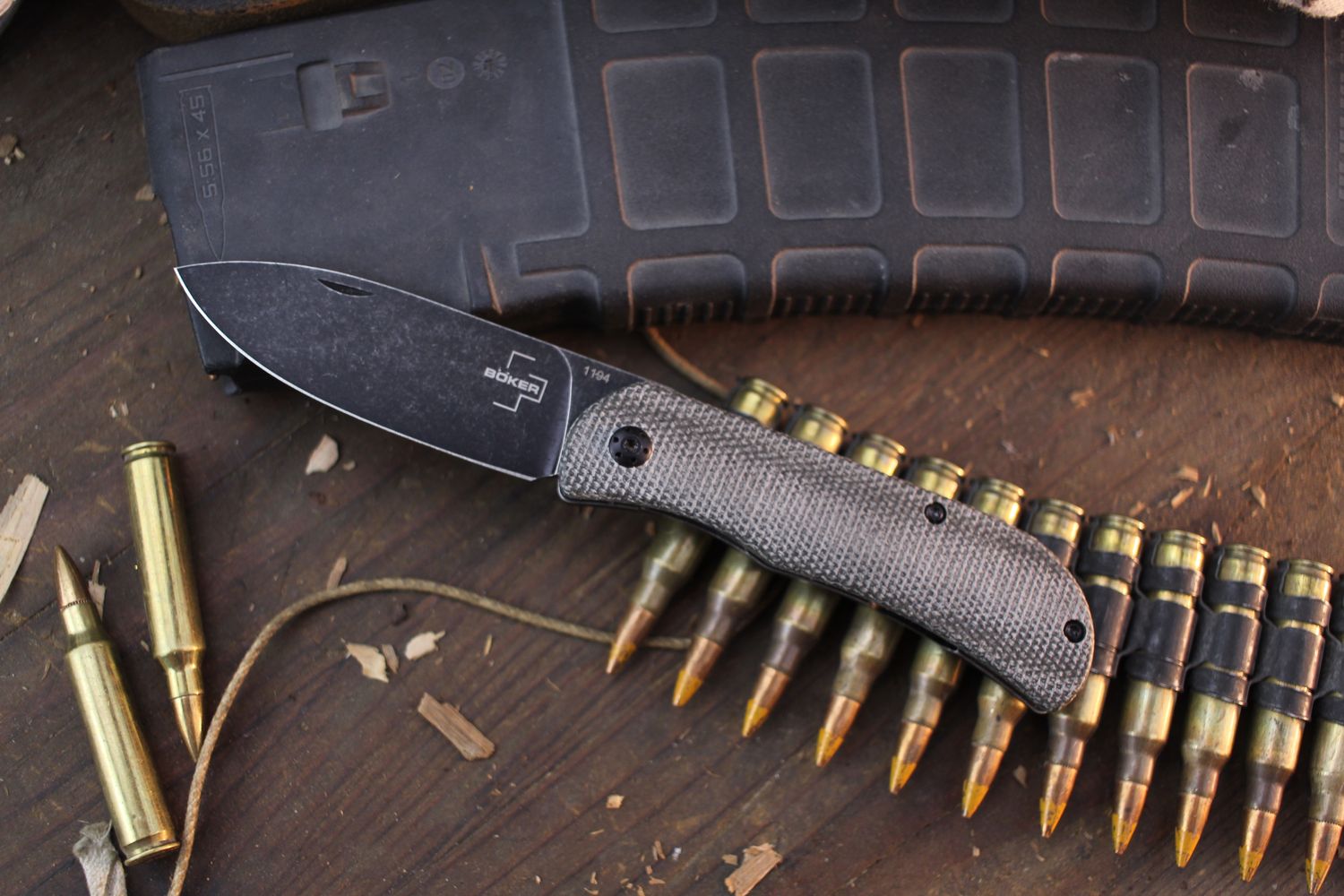 Boker Plus Exscalibur Mini 2.7&quot; Framelock Folder / Green Micarta / Blackwashed D2