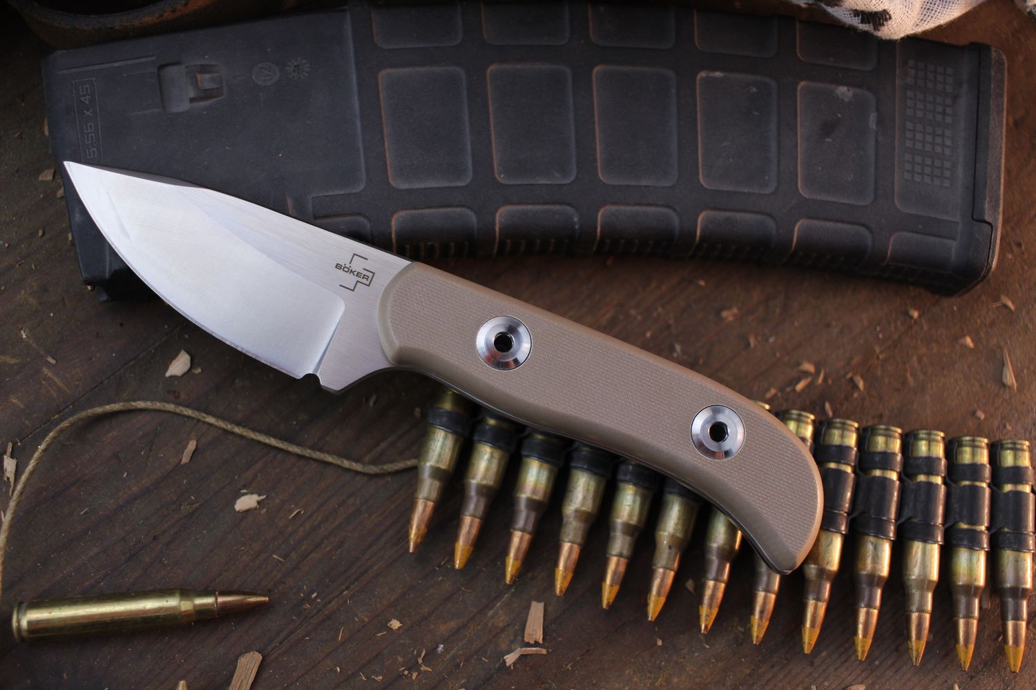 Boker Plus Dasos 2.0 3.13&quot; Fixed Blade / Tan G-10 / Stonewashed D2