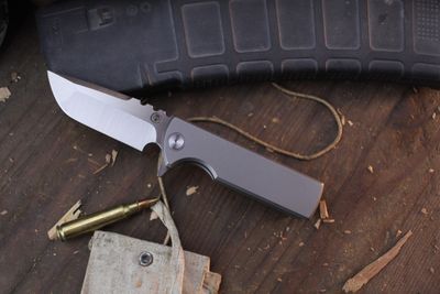 Chaves Knives TAK Drop Point 2.75&quot; Framelock Flipper / Integral Titanium Handle / Satin M390