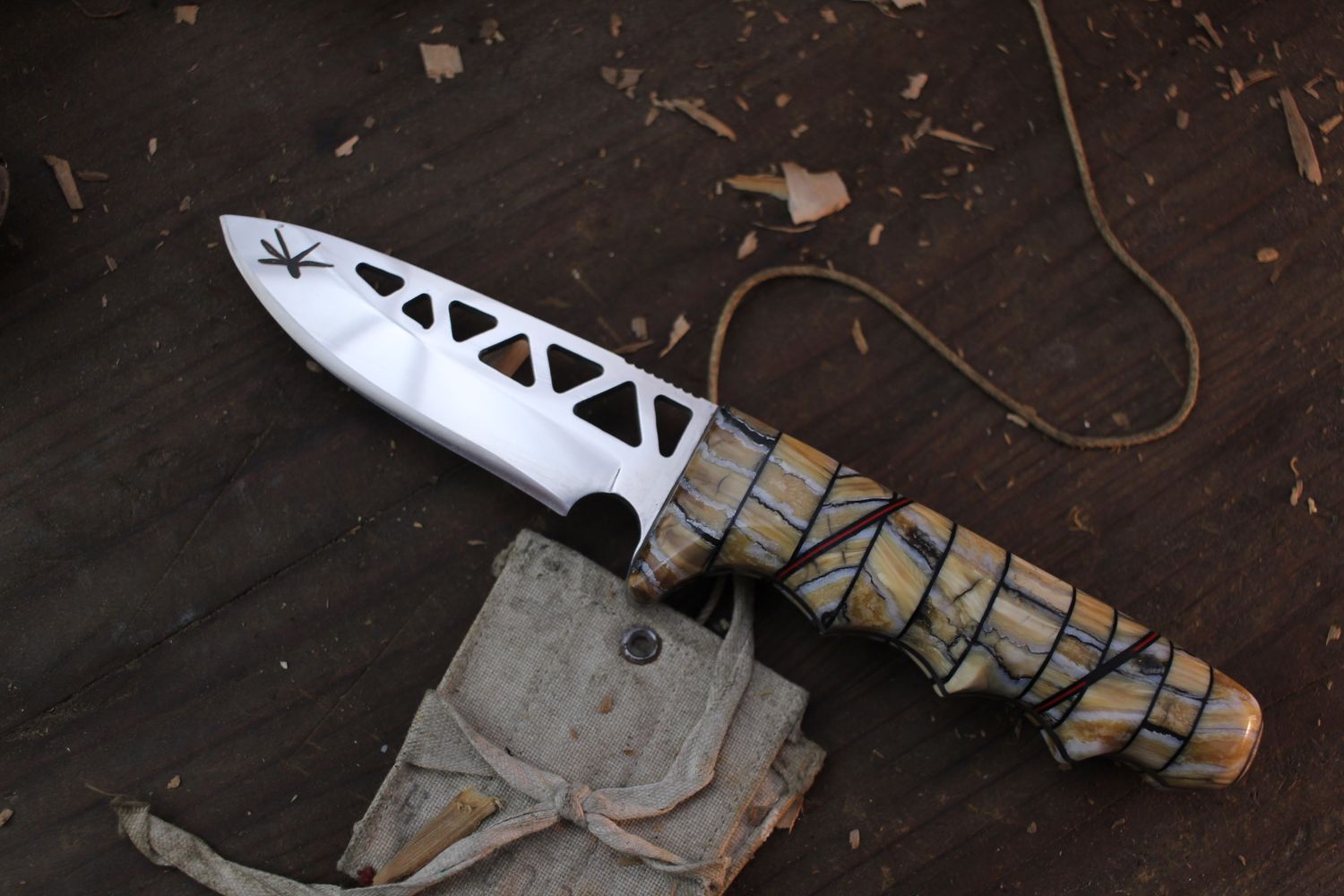 Dragonfly Knife Works High Speed - Low Drag 3.5” Fixed Blade / Stacked Mammoth Tooth / Polished AEB-L