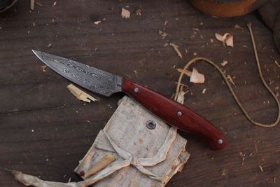 Mark Couch Caper 2.75" Fixed Blade / Bloodwood / Alaskan Forged Damascus