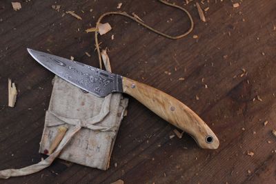 Mark Couch Utility 3" Fixed Blade / Alaskan Birch / Alaskan Forged Damascus