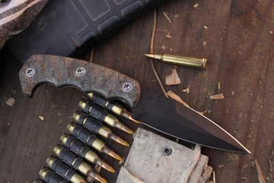 Half Face Blade Humint 3" Fixed Dagger / Green Micarta / Armor Black Cerakote S45VN