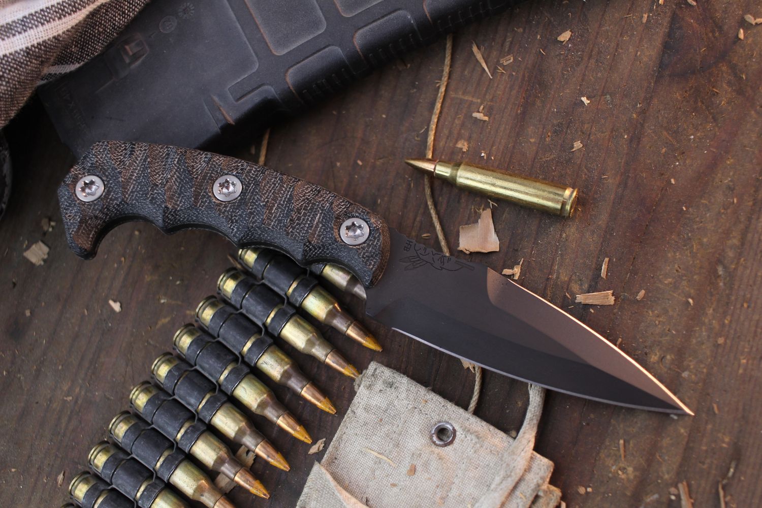 Half Face Blade Humint 3&quot; Fixed Dagger / Black Micarta / Armor Black Cerakote S45VN