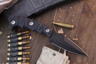 Half Face Blade Humint 3" Fixed Dagger / Black G-10 / Armor Black Cerakote S45VN