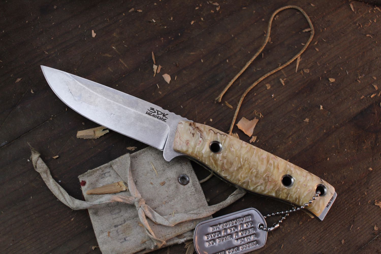 3DK MAK 4&quot; Fixed Drop Point, M390 Blade / Musk Ox Handle ( Pre Owned )