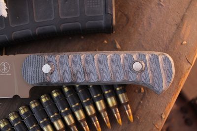 3DK Trevor Barrett Champion Series 5.25" Fixed Modified Tanto, Desert Tan Cerakote 52100 / Black Micarta Handle