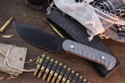 3DK Trevor Barrett Champion Series 5.25" Fixed Modified Tanto, Black Cerakote 52100 / Black Micarta Handle 3DK Trevor Barrett Champion Series 5.25" Fixed Modified Tanto, Black Cerakote 52100 / Black Micarta Handle