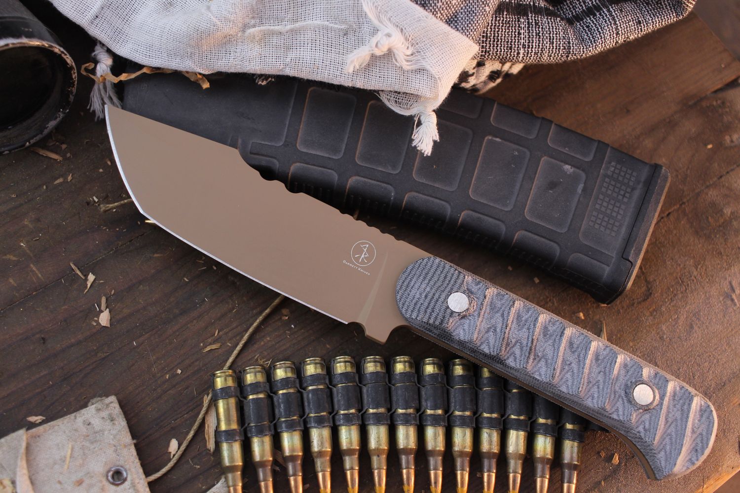 3DK Trevor Barrett Champion Series 5.25&quot; Fixed Modified Tanto, Desert Tan Cerakote 52100 / Black Micarta Handle