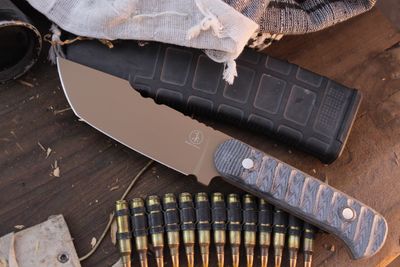 3DK Trevor Barrett Champion Series 5.25" Fixed Modified Tanto, Desert Tan Cerakote 52100 / Black Micarta Handle 3DK Trevor Barrett Champion Series 5.25" Fixed Modified Tanto, Desert Tan Cerakote 52100 / Black Micarta Handle